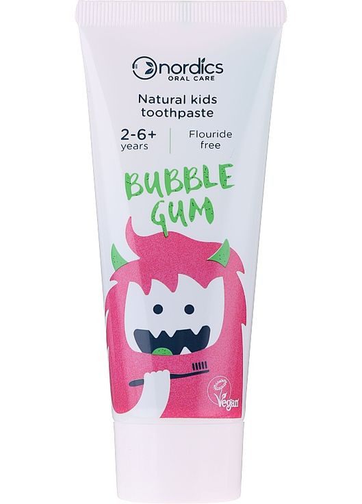 Дитяча зубна паста "Бабл гам" зі смаком жувальної гумки Natural Kids Bubble Gum Toothpaste 50ml (873757-27729460) Nordics (368869088)