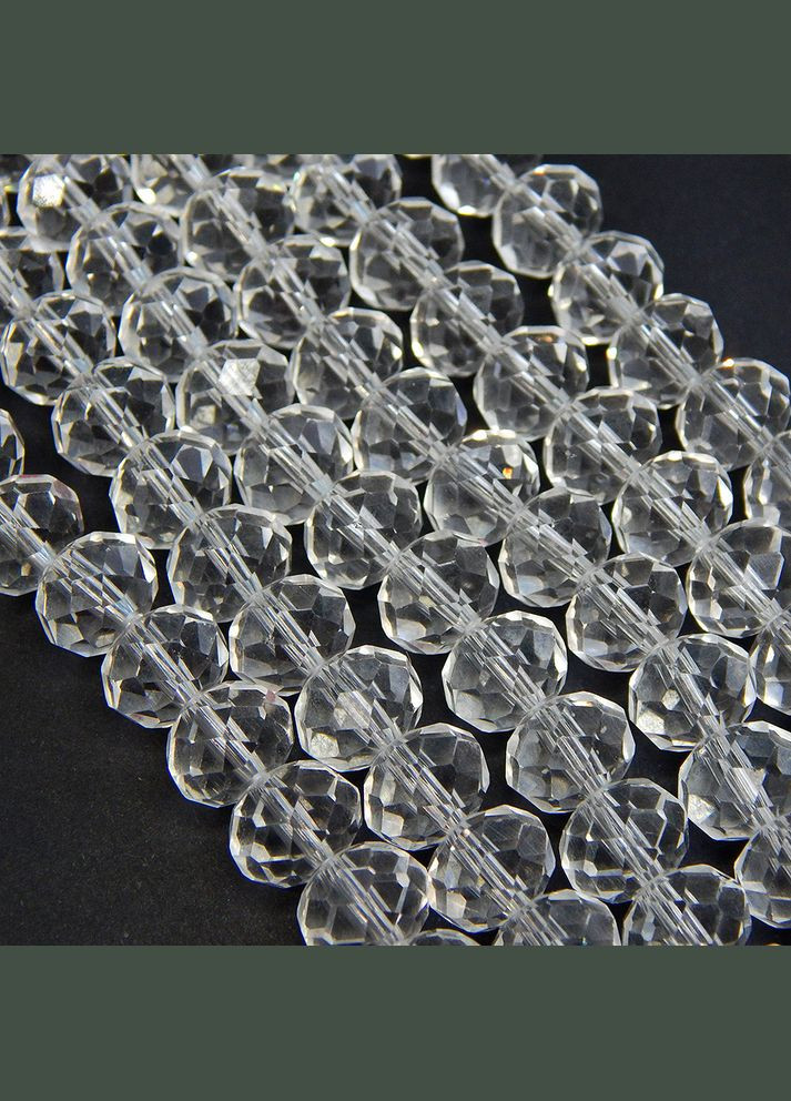 Намистини кришталеві Рондель, 10х8 мм, прозорі, 20 шт No Brand (340483947)