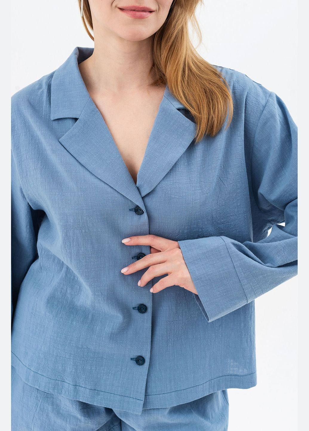 Синяя рубашка однотонная Garne