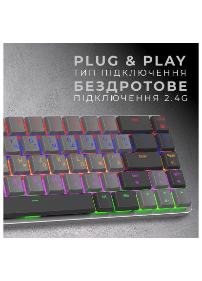 Клавіатура (MK122R) GAMEPRO MK122R Red Swich Low Profile Wireless Dark Gray (357491167)