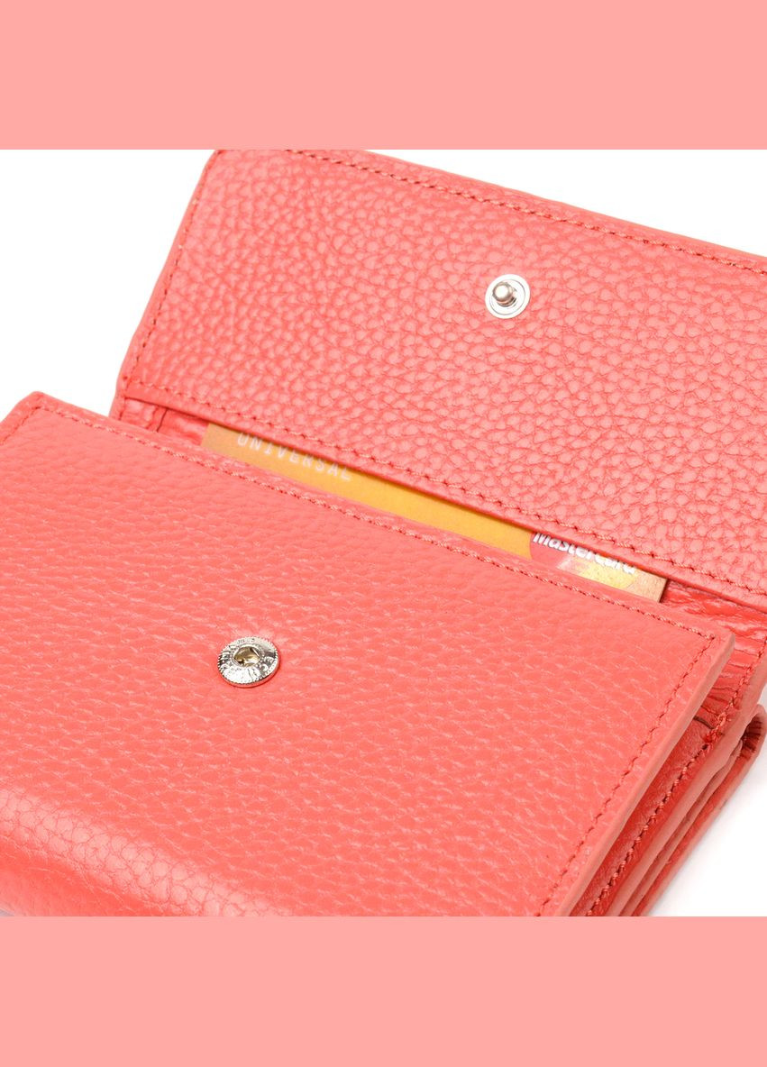 Стильний гаманець молодіжний з натуральної шкіри флотар 21595 Кораловий Canpellini (331906996)