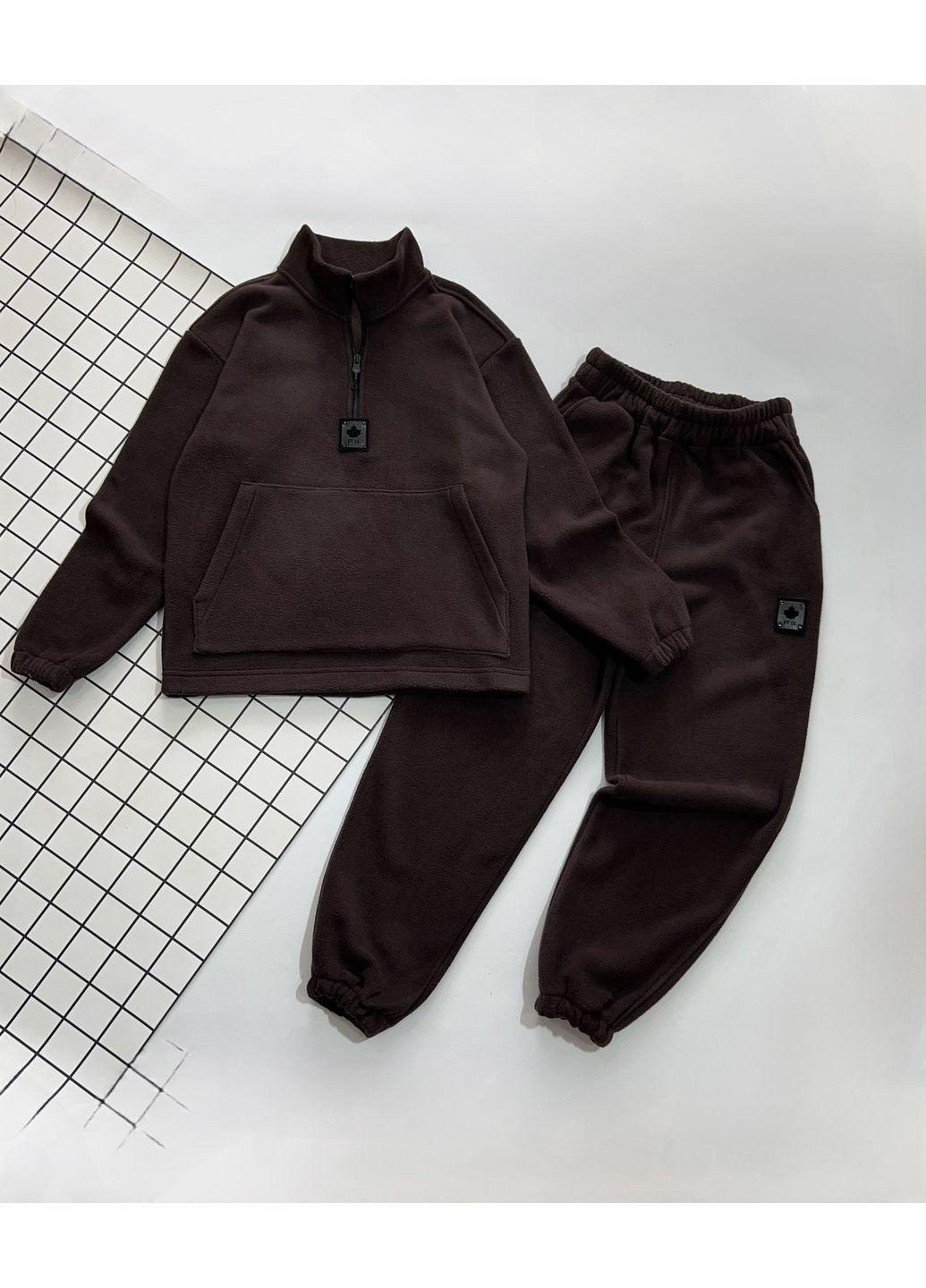 Коричневый флисовый костюм для мальчиков / подростков No Brand