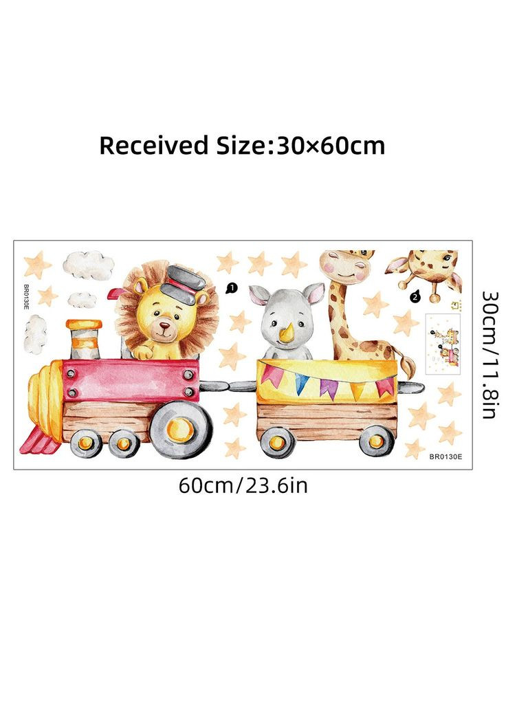 Вінілова наклейка на стіну Паровозик із тваринами (лист 30 х 60 см) Б250-12 BRUP (302241767)