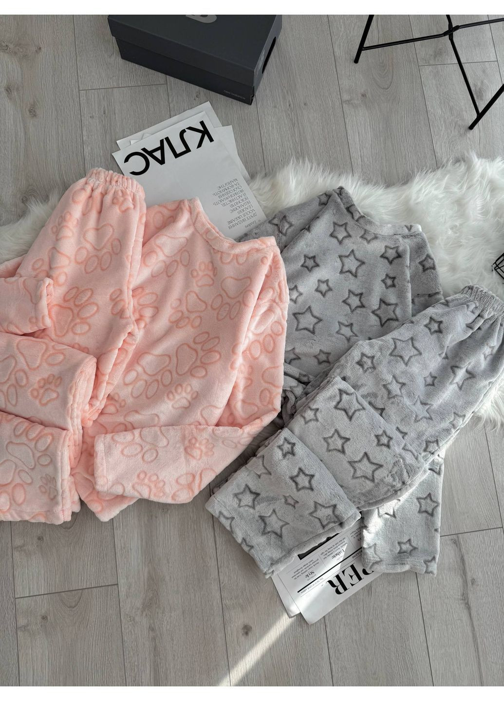 Персиковая зимняя женская пижама кофта + брюки No Brand