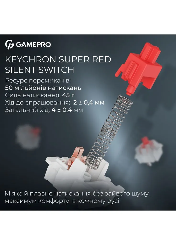 Клавіатура Asgard Drakkar Keychron Super Red Switch Wireless/Bluetooth/USB UA Black (MK305BK) GAMEPRO (382066090)