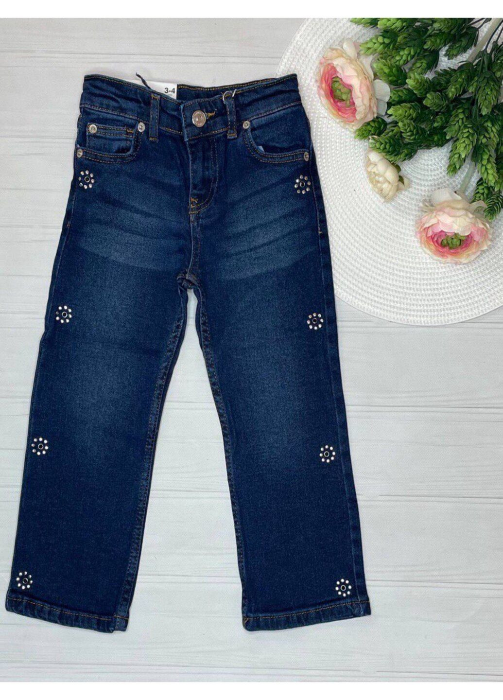 Синие демисезонные джинсы для девочки Zara