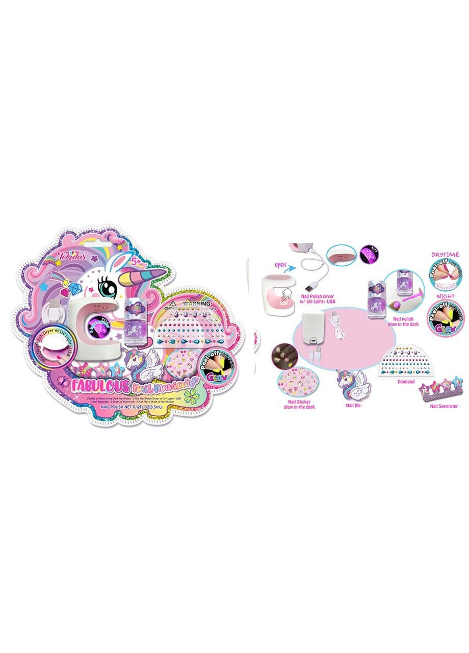 Дитячий манікюрний набір Tokidas з лампою, наклейками, лаком та аксесуарами в асортименті - No Brand T043U (371925650)