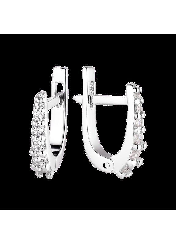 Серебряные серьги с камнями разного размера Дорожка из белых фианитов No Brand (333705564)