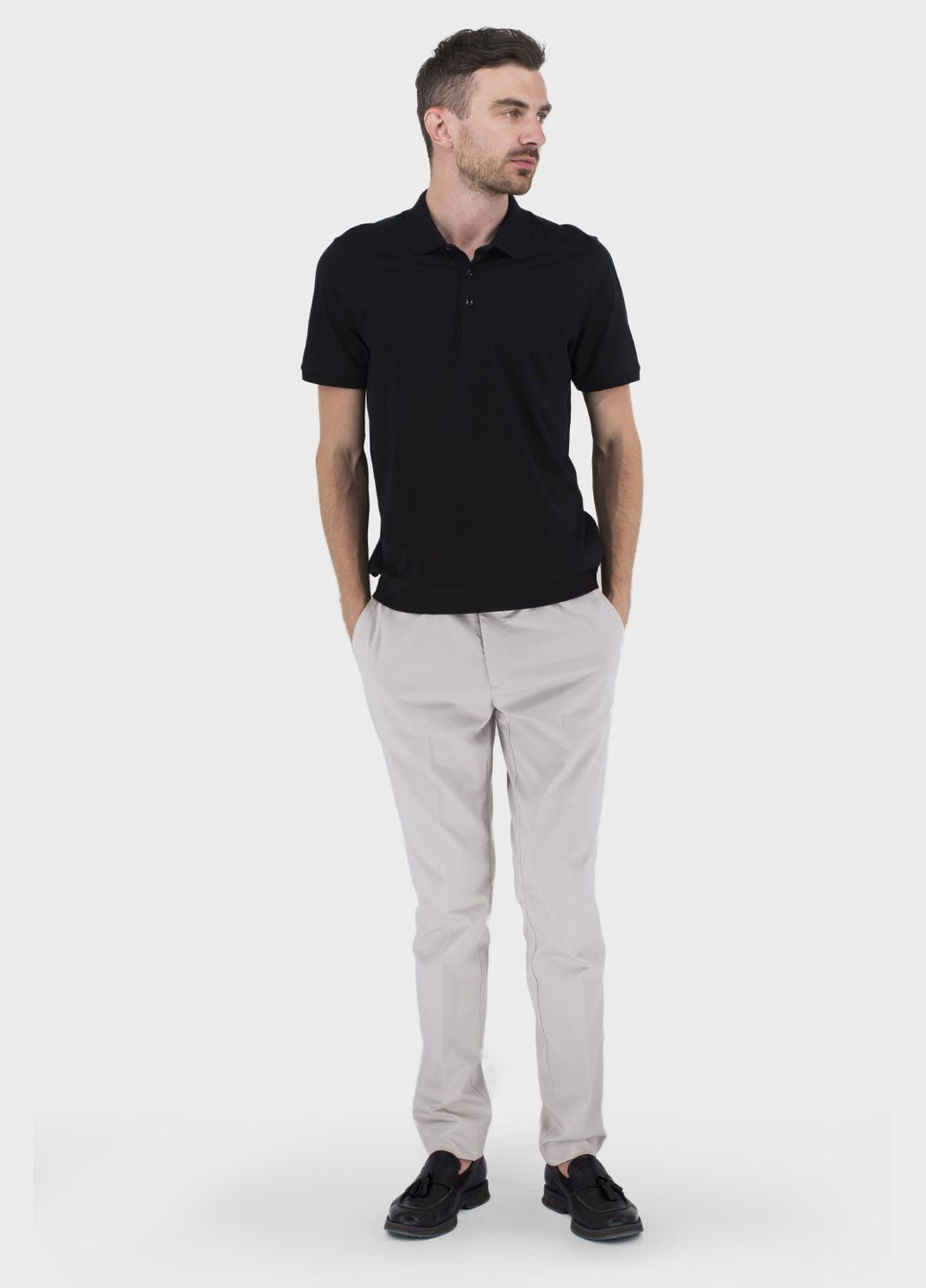 Чорна чоловіча літня поло-футболка casual з ґудзиками, однотонна (, ), 43542 Buke