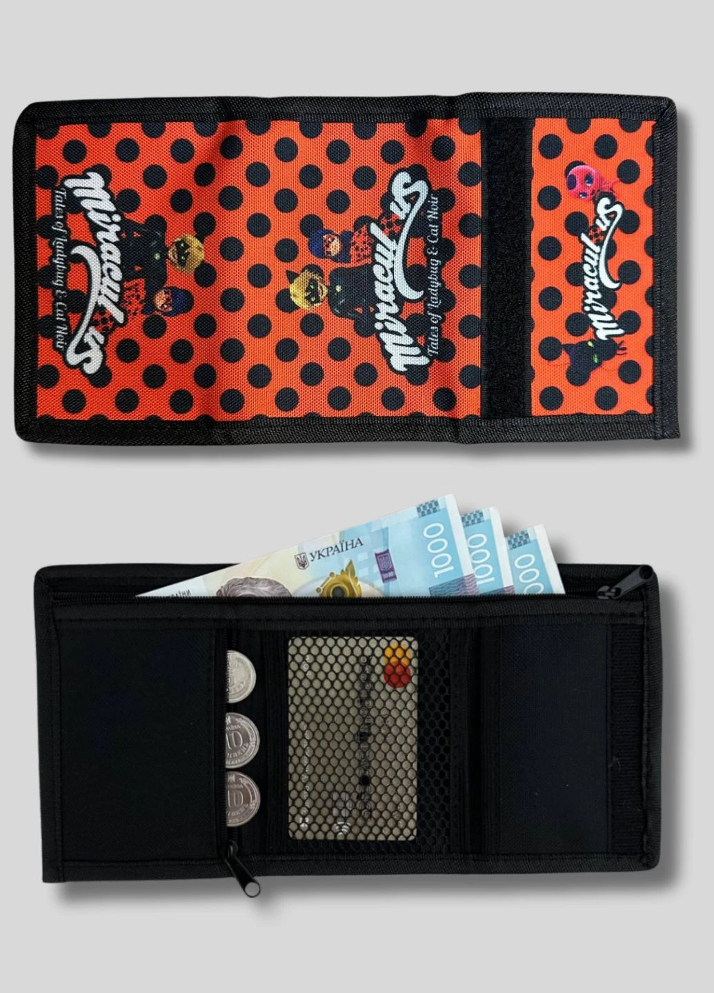 Дитячий гаманець на липучці - Леді Баг / Ladybug No Brand Дитячій гаманець (389718497)