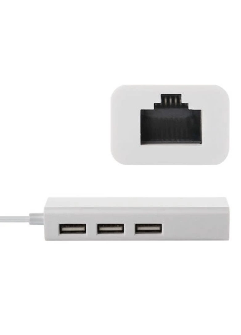 Хаб USB 2.0 Type-C -> 3xUSB 2.0 + RJ45 Fast Ethernet White China (395303471)