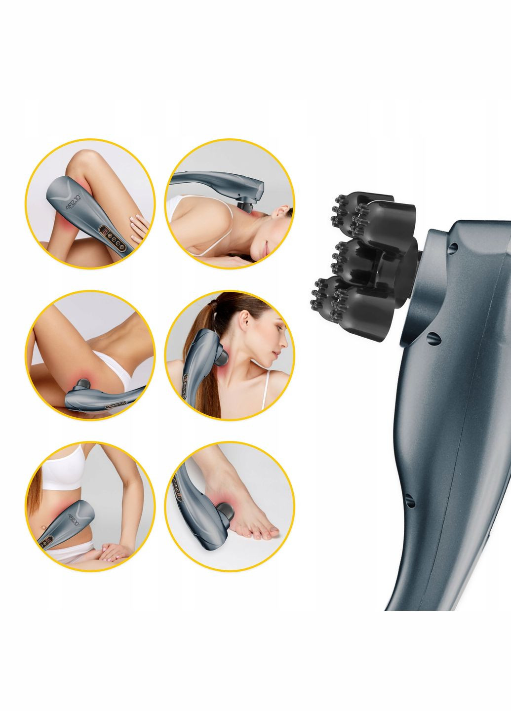 Ручний вібраційний масажер для тіла Long Stick 7 в 1 Grey 4FIZJO 4fj0555 (278079908)