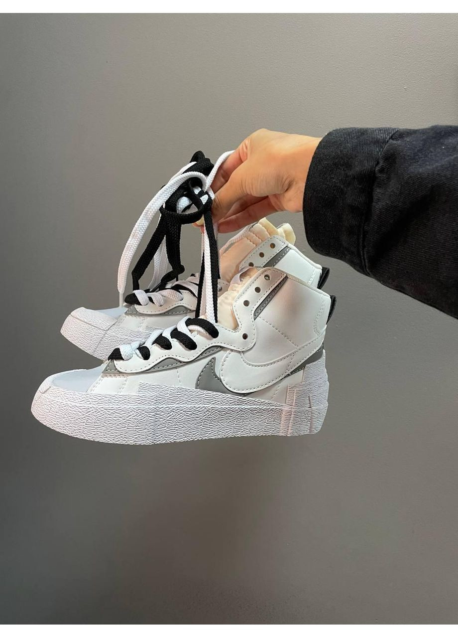 Чорні Осінні кросівки чоловічі nike blazer x sacai white black найк блейзер No Brand