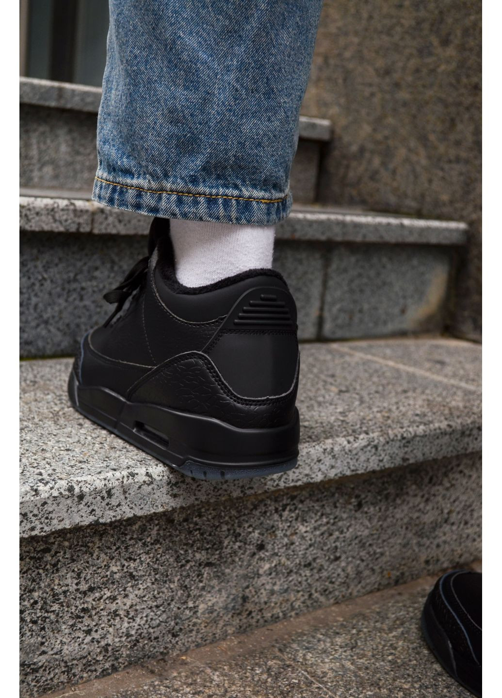 КРОССОВКИ ЖЕНСКИЕ NIKE AIR JORDAN 3 BLACK CAT НАЙК АИР ДЖОРДАН No Brand чёрные демисезоны (369393520)