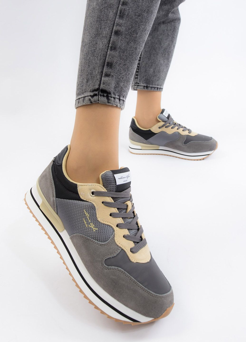 Кроссовки женские Restime серые всесезоны (329787053)