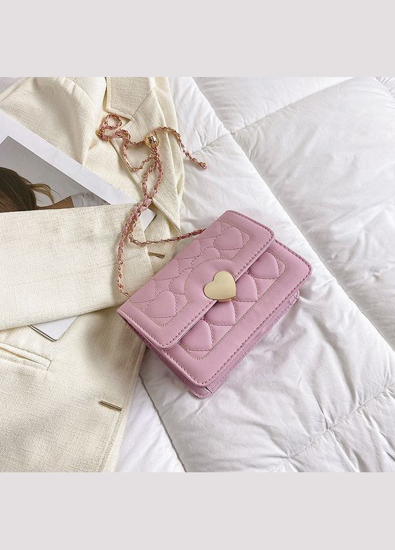 Женская классическая сумка кросс-боди на цепочке 10216 розовая No Brand (290665313)