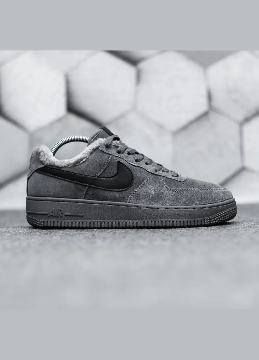 Кросівки зимові жіночі і чоловічі Nike Air Force 1 winter low gray fur | Найк Аір Форс 1 низькі сірі з хутром No Brand сірі зими (309006069)