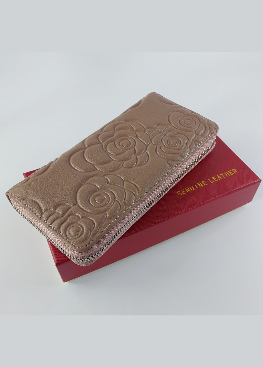 Женский кошелек большой горизонтальный на полную купюру на змейке из натуральной кожи черный No Brand (335821271)