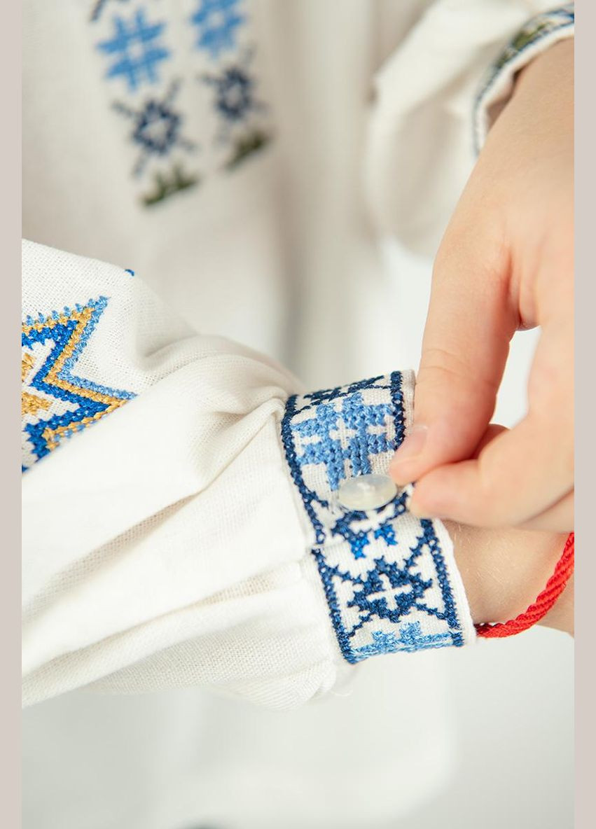 Молочная вышиванка для девочки лен молочная со звездами Україна лен (313104677)