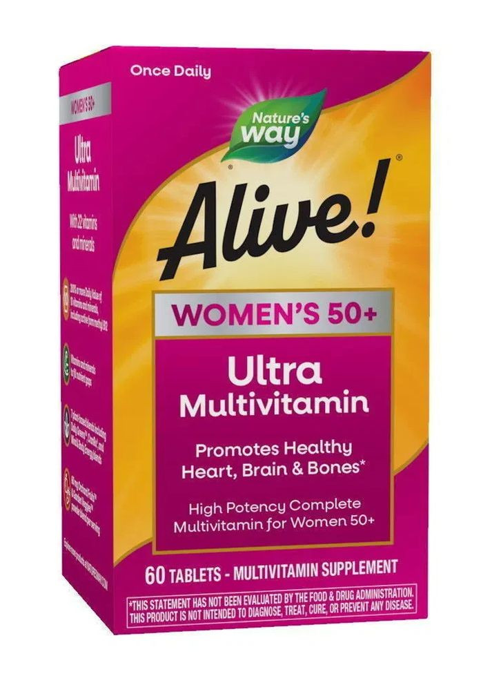 Мультивітаміни для жінок 50+ Alive! Women's 50+ Multi-Vitamin 60 таблеток Nature's Way (361114157)