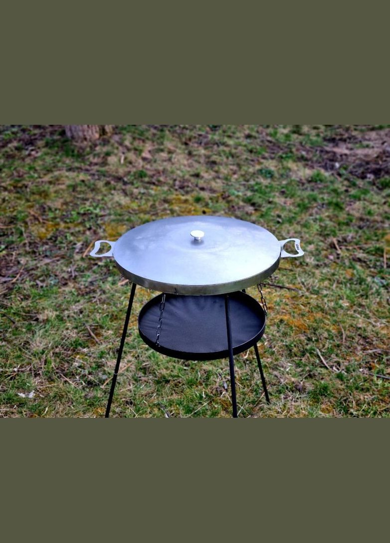 Сковорода из диска из нержавеющей стали САДЖ с крышкой из нержавеющей стали 60 см Boro (368150348)