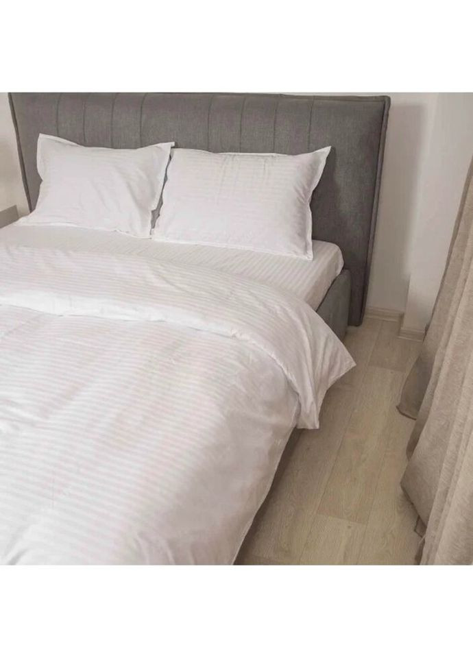 Постільна білизна сімейна Сатин Stripe White-S 210х143х2 см біла Tiare (336328189)