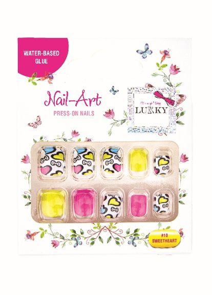 Дитячі накладні нігті на липкій основі багаторазового використання (10шт) SWEETHEART No Brand (325484277)