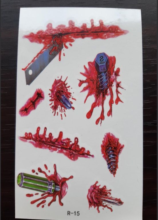 Татуировка кровавая для Halloween 10 на 6 см разноцветный Jannet Тату (305612154)