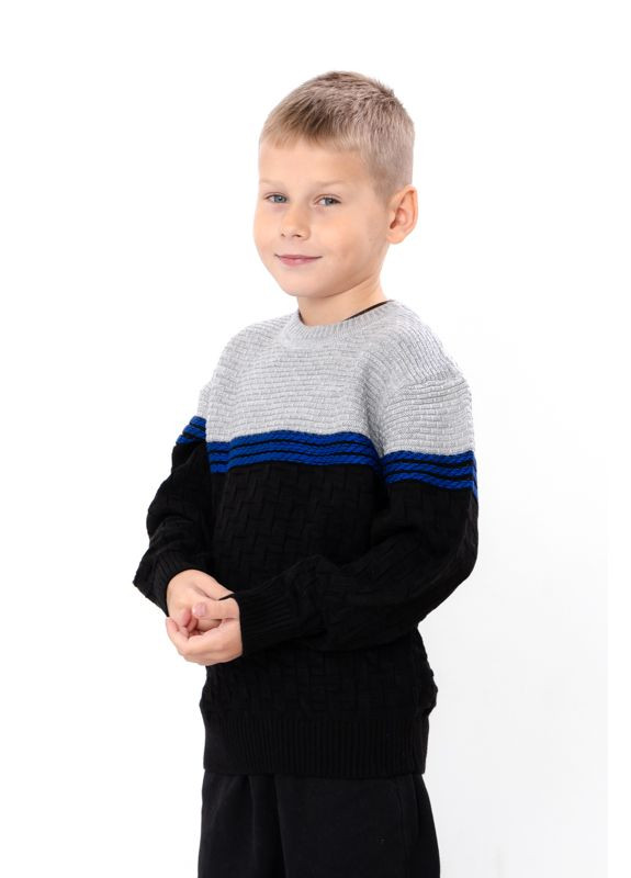 Черный зимний зимний свитер прямого кроя для мальчика двухцветный (p-18498) Носи своє