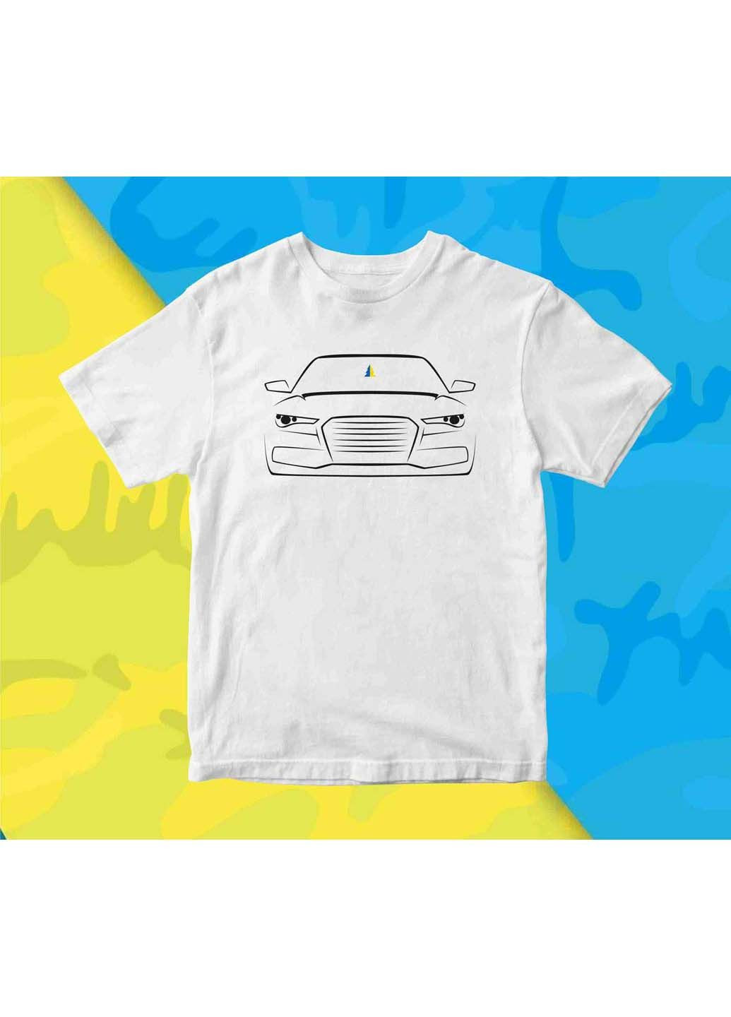 Біла футболка автомобіль ауді зі освіжувачем - українська ялинка з коротким рукавом Кавун
