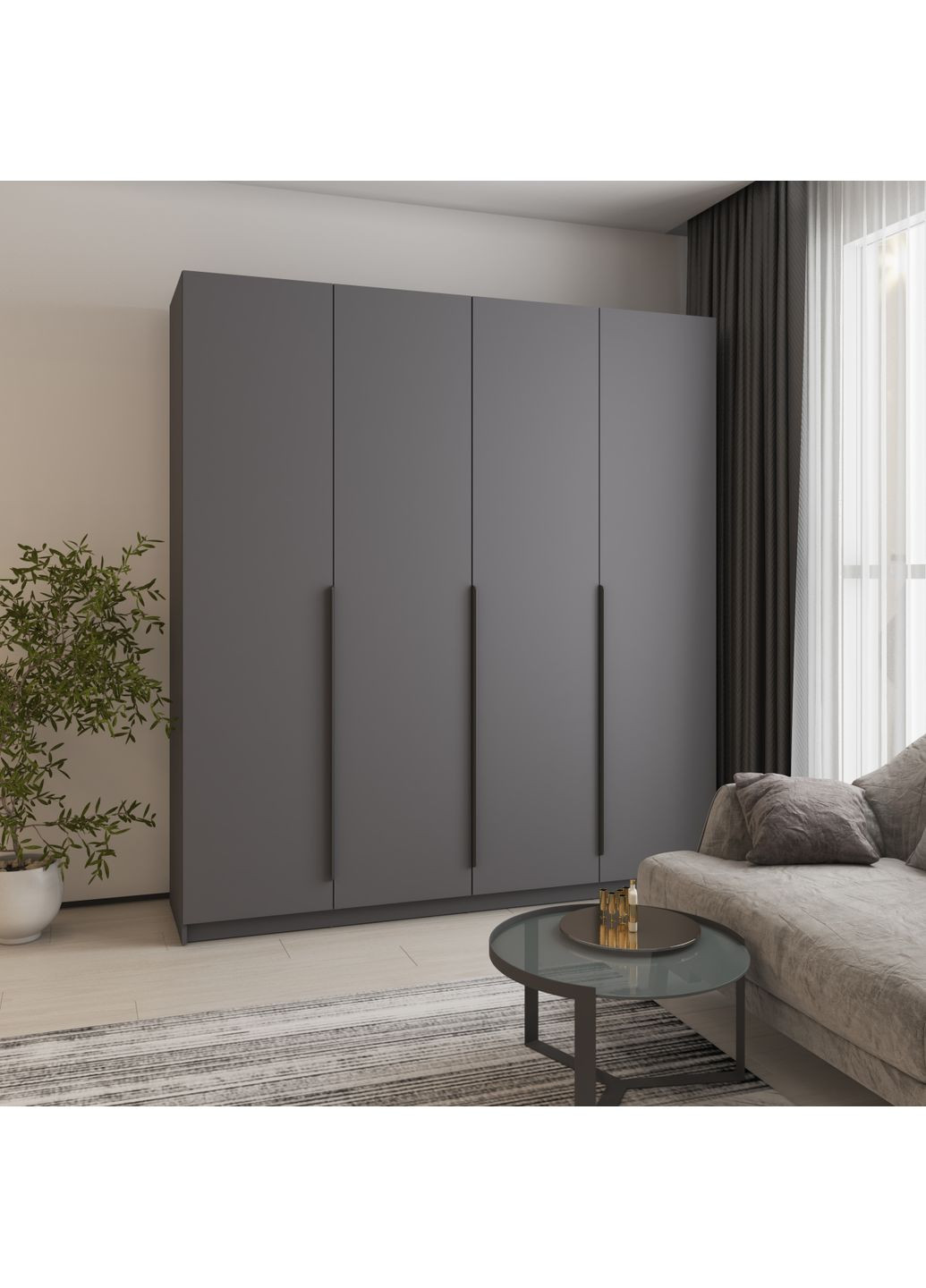 Шкаф 4-дверный Оскар ДСП BG, дополнительная штанга 200x52x220 см (MBS-4720) MebelStar (366427319)