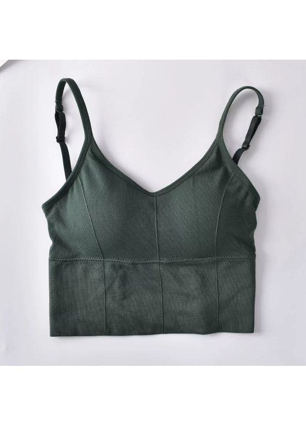 Топ-бюстгальтер з відкритою спиною темно-зелений M No Brand (370441949)