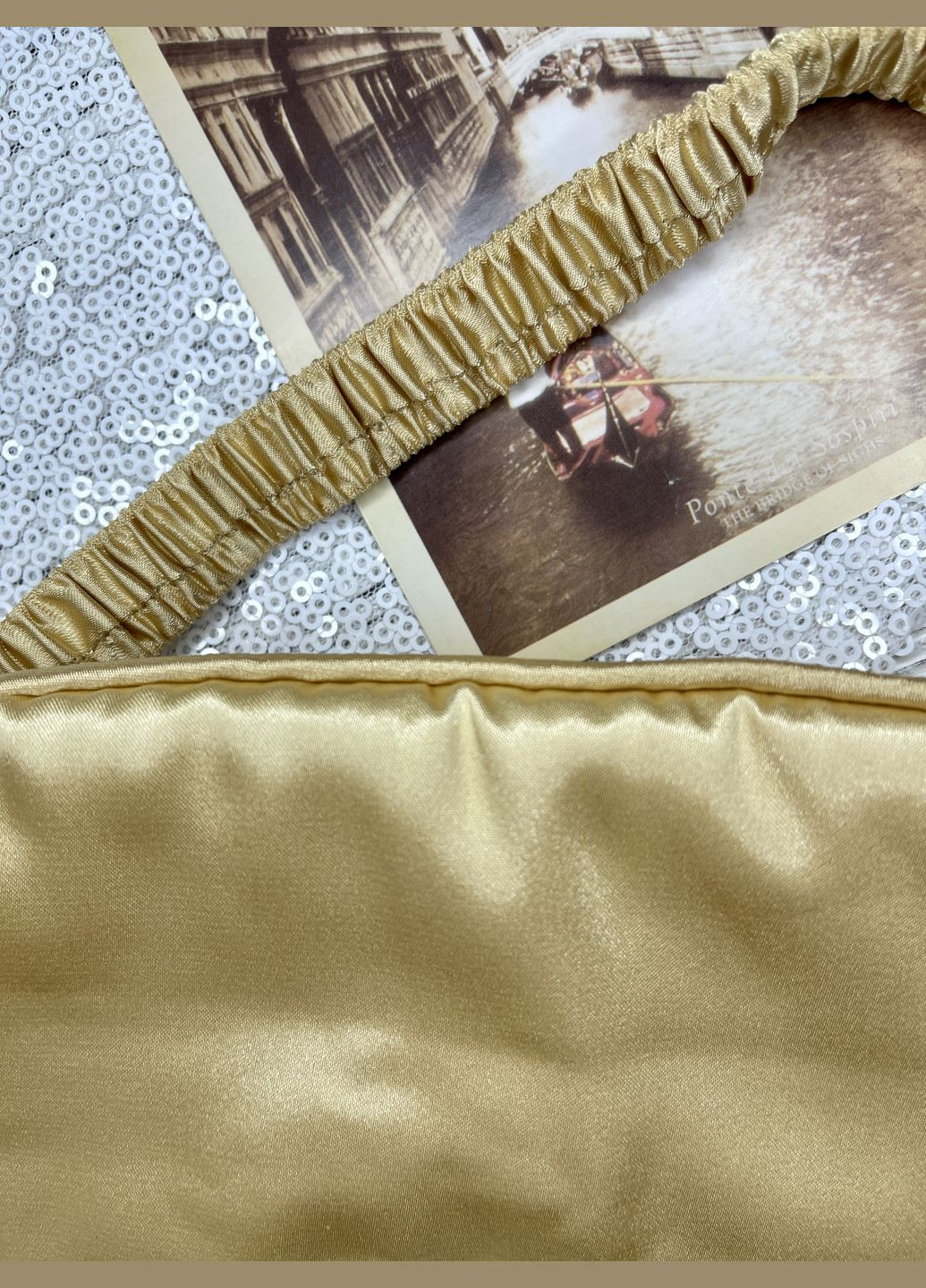 Шелковая маска для сна Oxa / повязка для глаз золотистого цвета (20-9) No Brand (330618862)