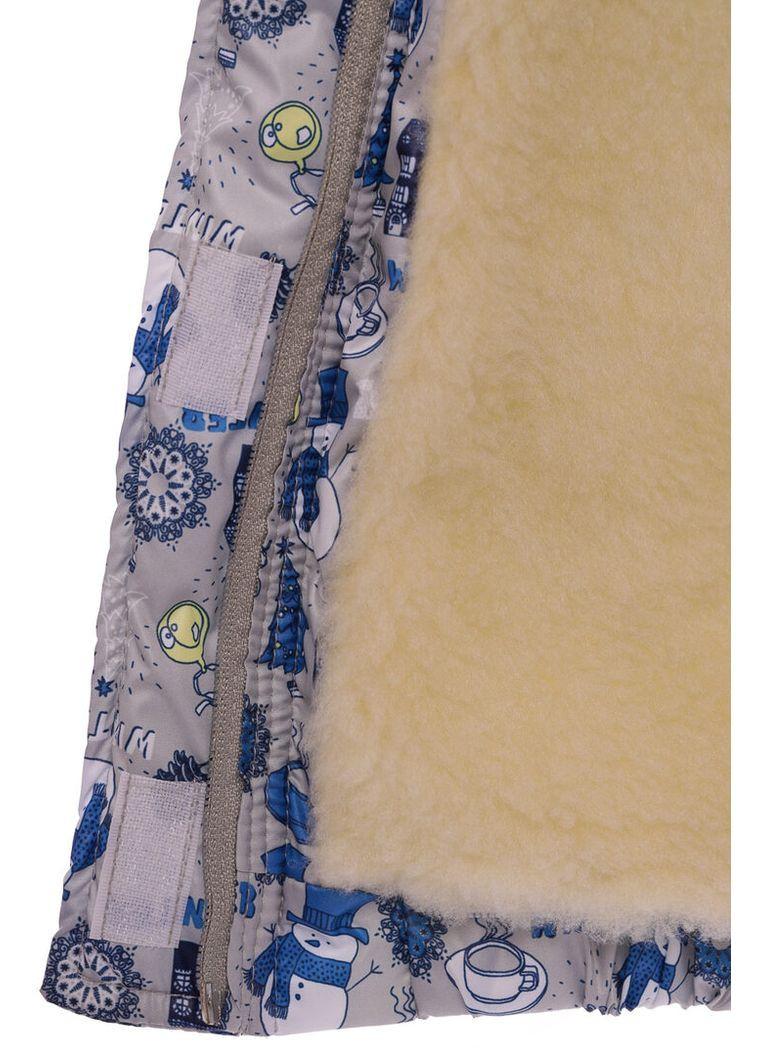 Комбинезон Конверт для мальчика белый с черным мех с принтом Снеговичков тройка серый 98 см (51408) BABYKROHA (315423952)