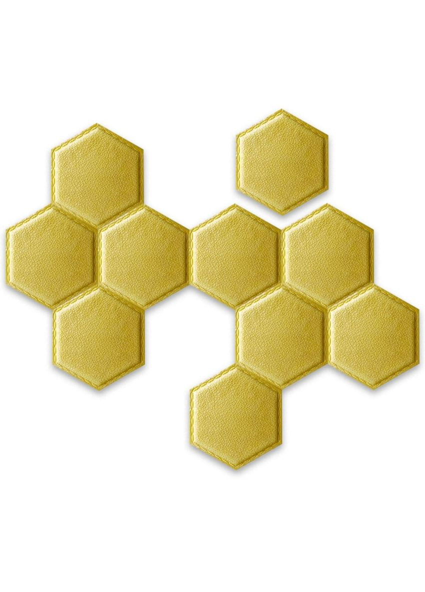 Декоративний самоклеючий шестикутник під шкіру темножовтий 200x230мм (1101) SW-00000741 Sticker Wall (278314675)