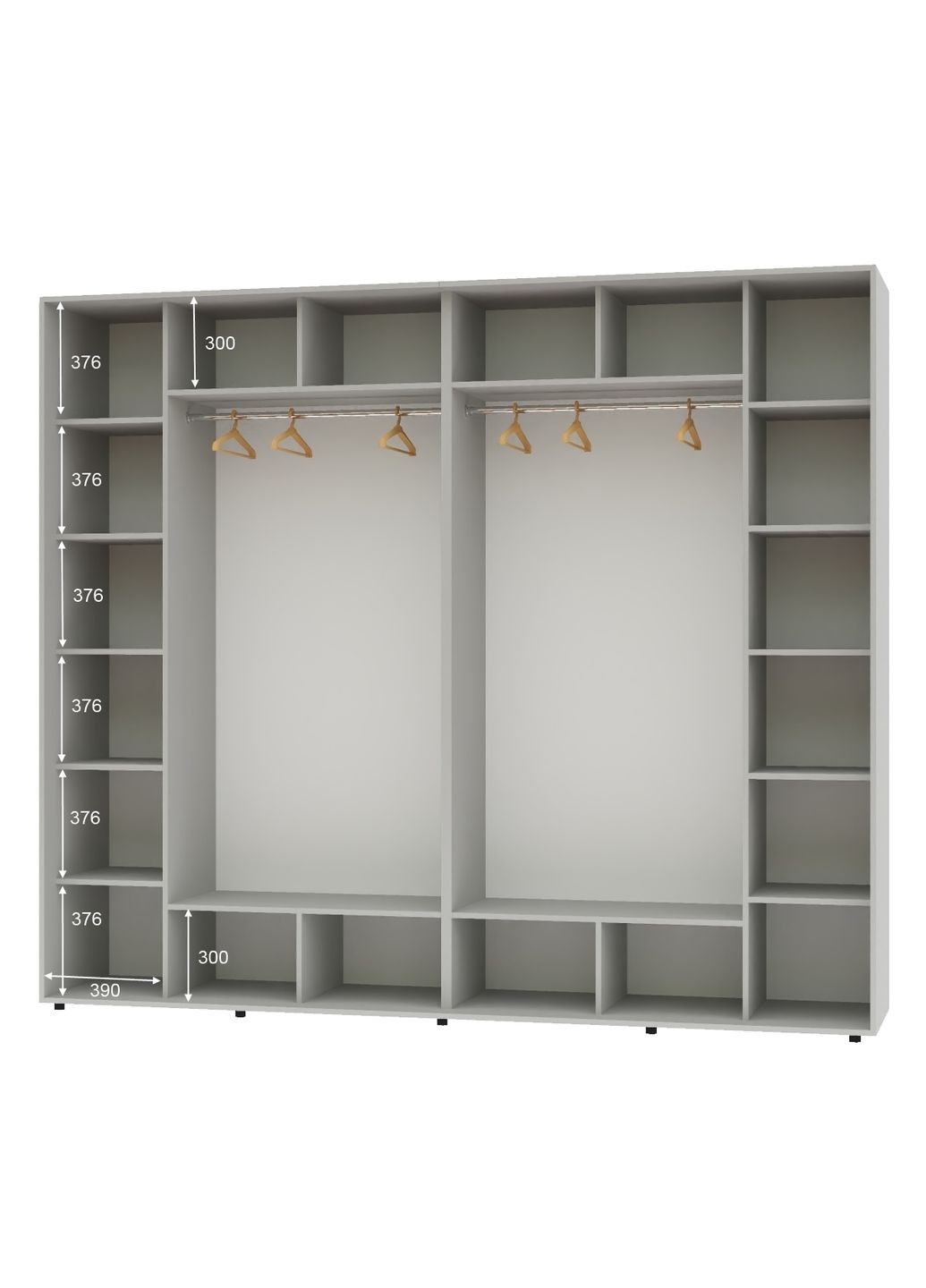 Шкаф-купе четырехдверный 300*60*240 Серый 4 двери Зеркало Алекса (360433787)