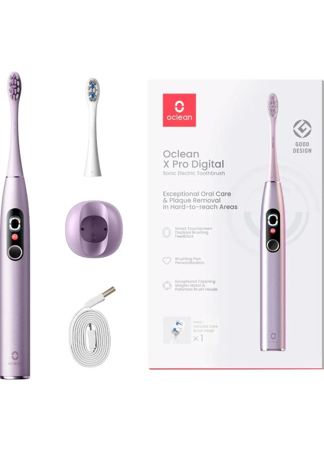 Електрична зубна щітка X Pro Digital Electric Toothbrush Glamour Purple [100971] Oclean (399210779)