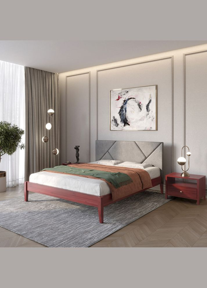 Двуспальная деревянная кровать Нью-Йорк ДК /Аляска 93 (Серый) 160х200 см (MBG-10346) Mebigrand (368280101)