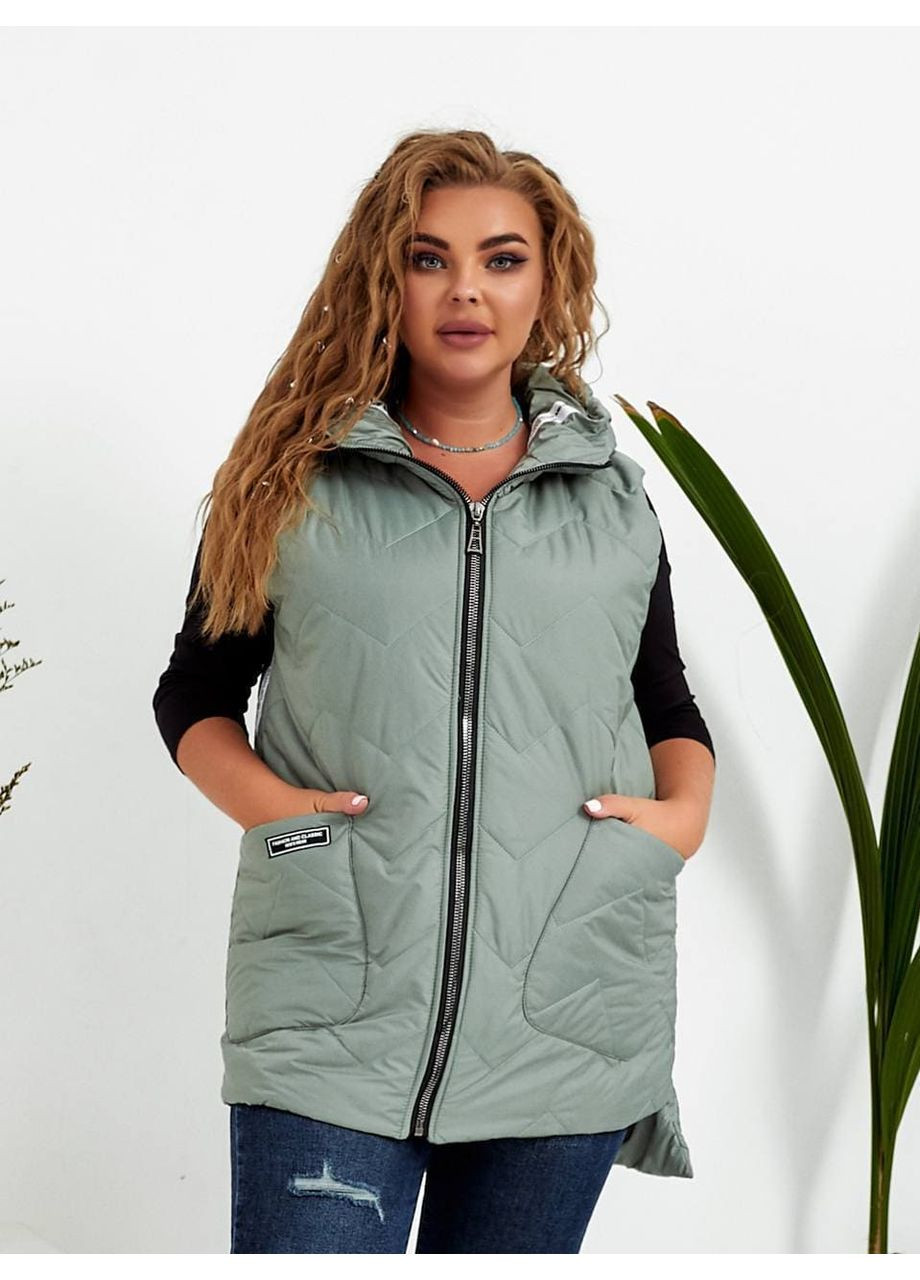 Женский жилетка с накладными карманами оливкового цвета New Trend (304989144)