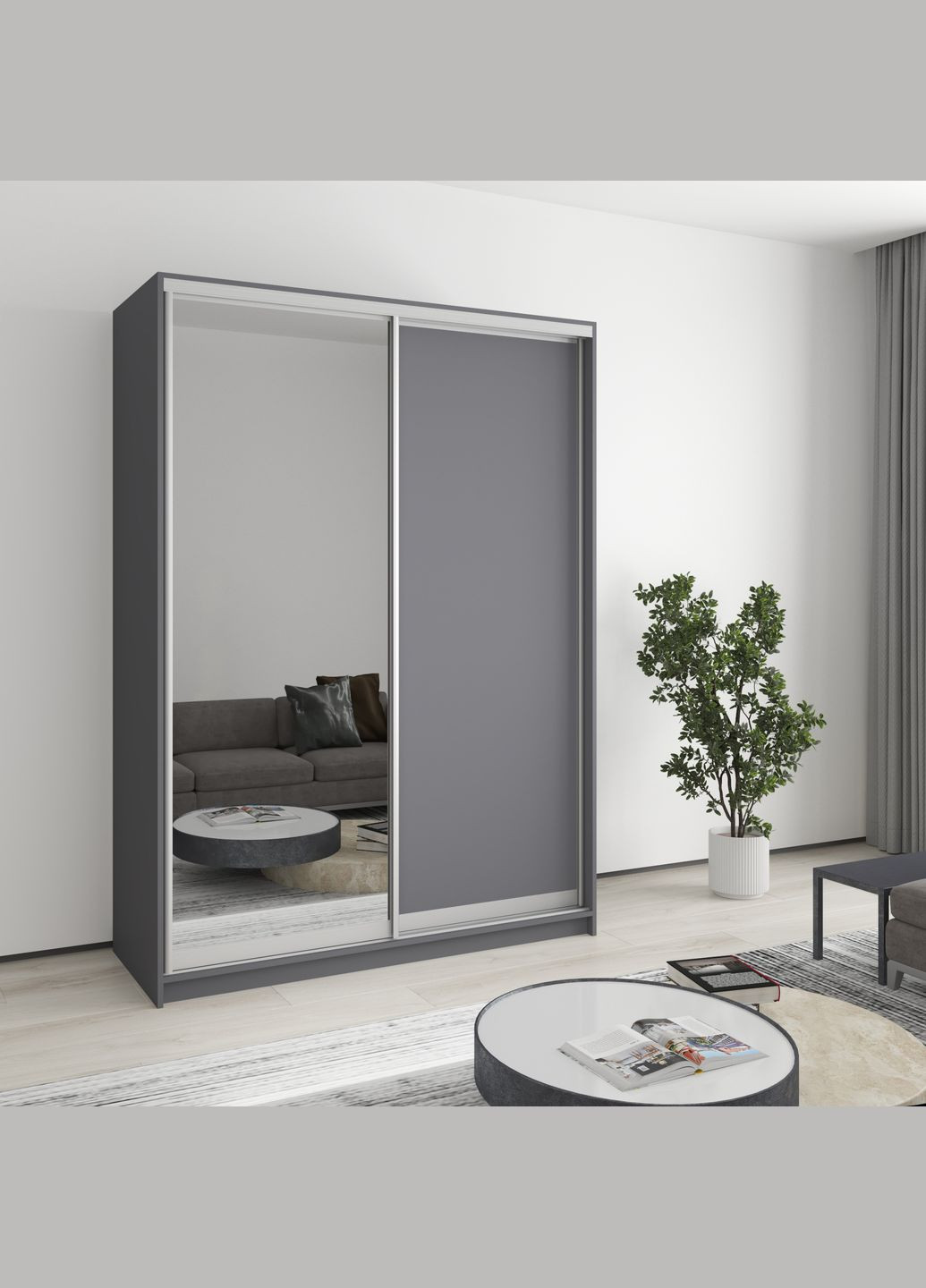 Шафа-купе дводверна Стандарт AL ДСП/Дзеркало 150x45x210 см (MBS-2365) MebelStar (346289668)