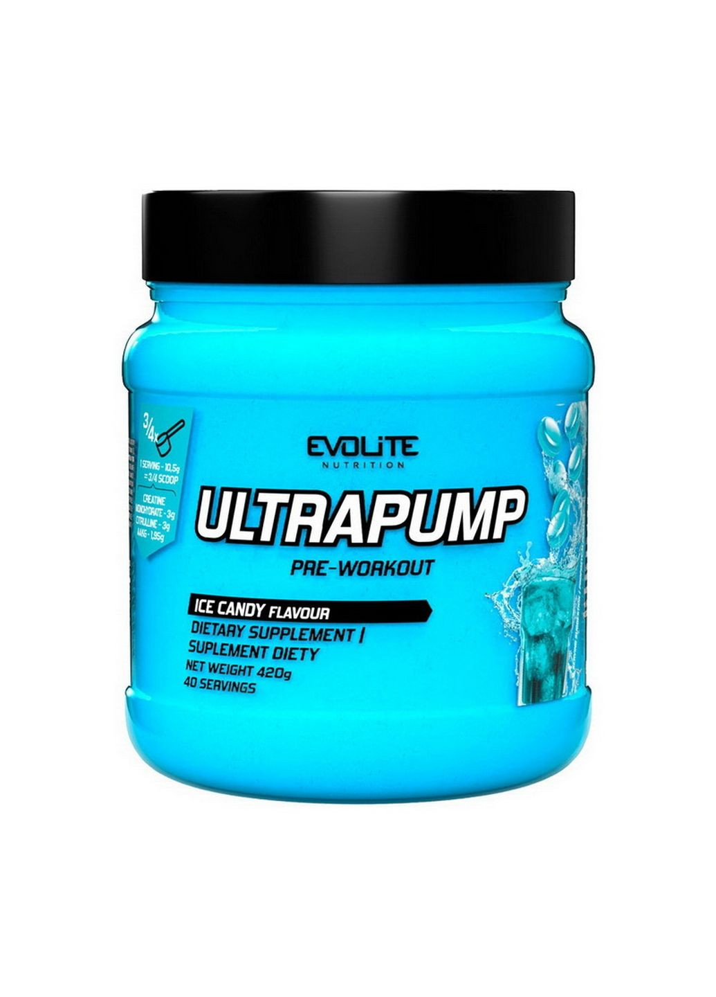 Предтренувальний комплекс Ultra Pump, 420 грам Крижана цукерка Evolite Nutrition (293482854)