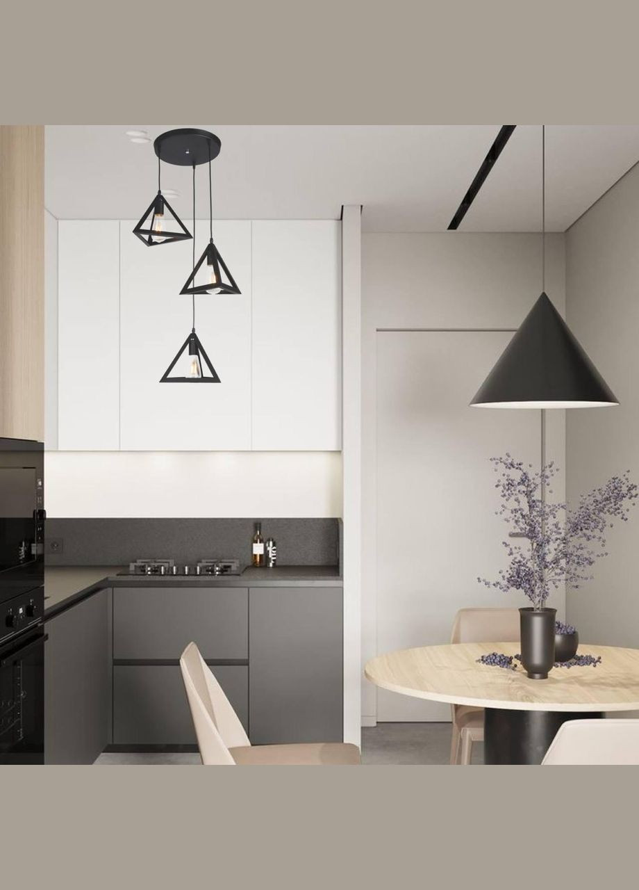 Черная люстра на 3 лампы "Пирамида" (52-8873-3 BK) No Brand (370072330)