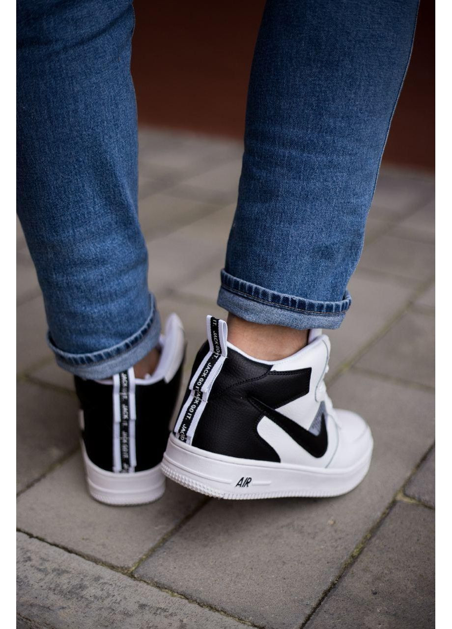 Чорні Зимовий кросівки чоловічі nike air force 1 black white v2 найк аір форс 1 преміум No Brand