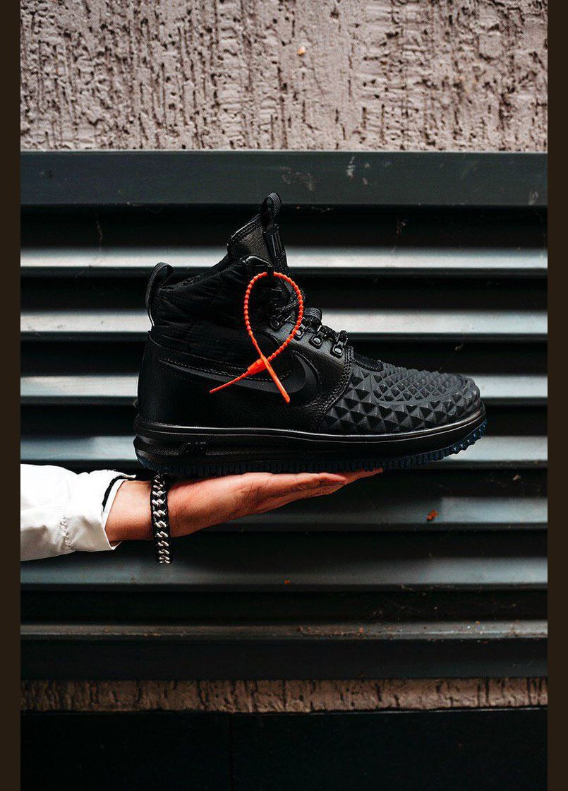 Чорні Зимовий кросівки зимові чоловічі nike lunar force 1 duckboot winter black fur | найк дакбут високі чорні з хутром No Brand