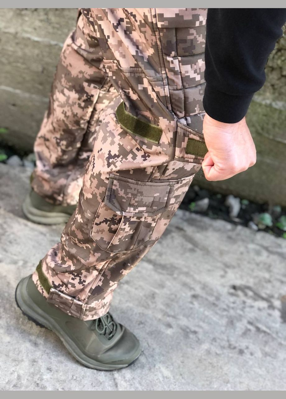 Штани тактичні Soft Shell піксель з укріпленими колінами No Brand (317215157)