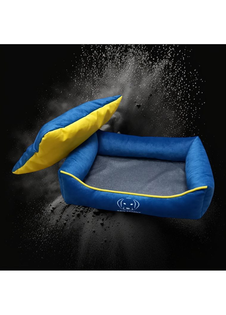 Лежанка 70х55х16см з текстилю для маленьких собак та котів "Glory to Ukraine" (Жовто-блакитний) S&N Family (361204681)