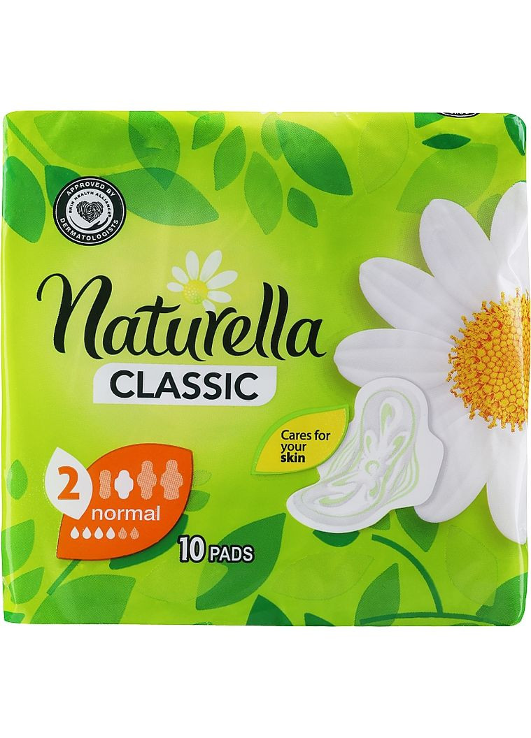 Гігієнічні прокладки з крильцями, 10 шт. Classic Camomile Normal, Derma-Cream 10шт (791859-23339) Naturella (368639301)