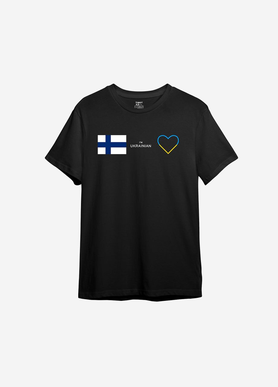 Чорна всесезон футболка з принтом "фiнляндiя" ТiШОТКА