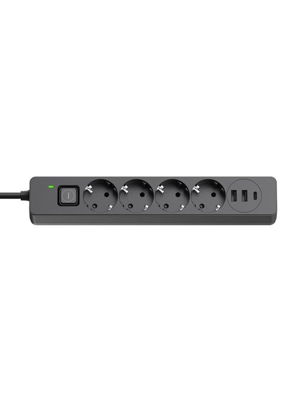 Фильтр питания CW-CHE432PDB 4 розетки, 3USB (2USB-A+1 TYPE-C) (24W), 2м, Black Colorway (336958714)