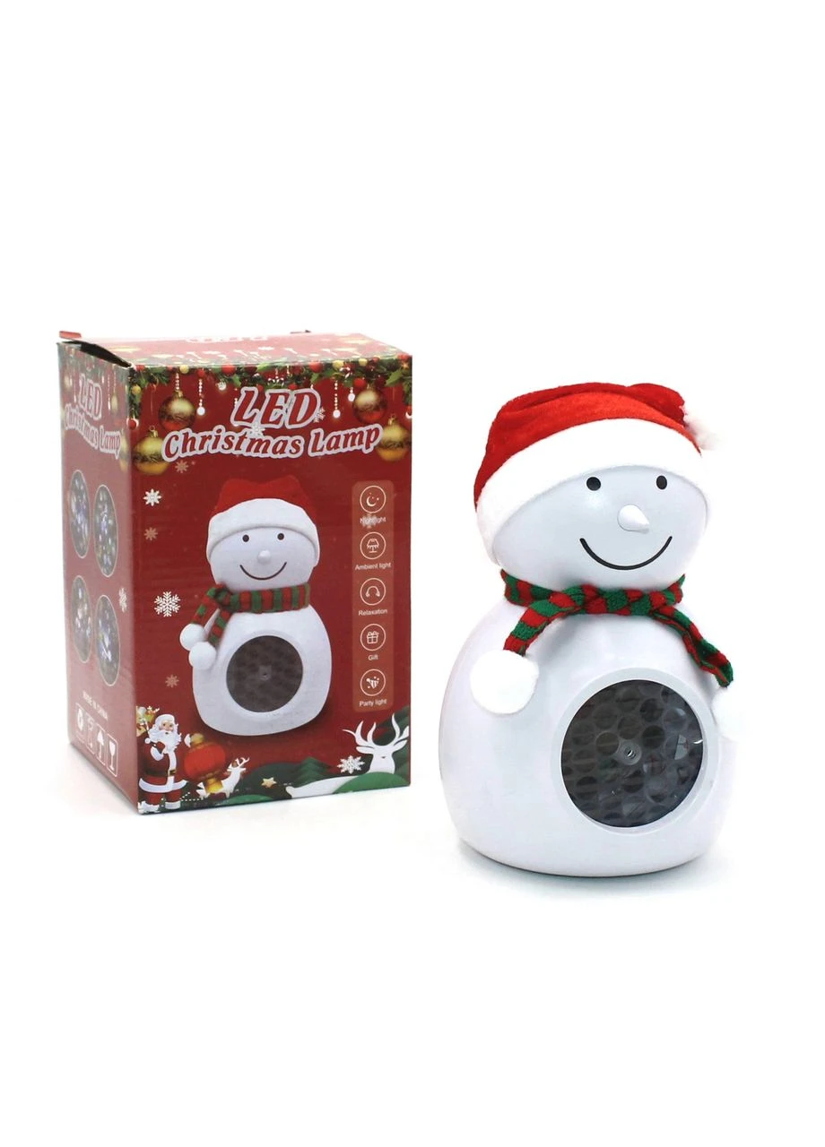 Нічник проектор сніговик на підставці світлодіодний від USB White/Red No Brand (350349226)